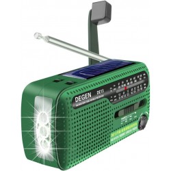 Degen DE13 nödradio med möjlighet till batteridrift.