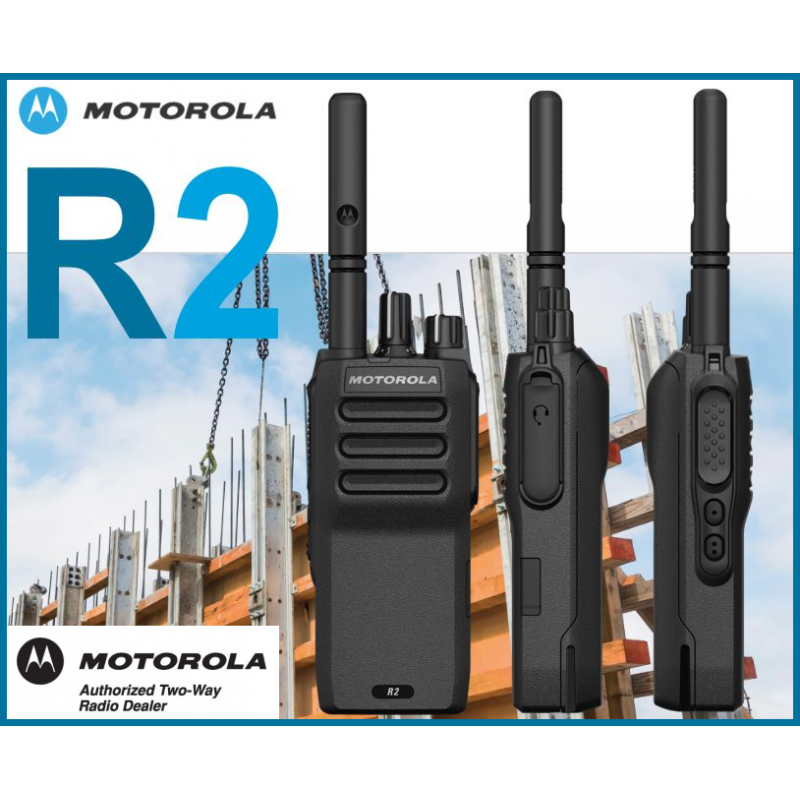 Motorola MOTOTRBO R2 VHF-käsiraadio professionaalseks kasutamiseks.